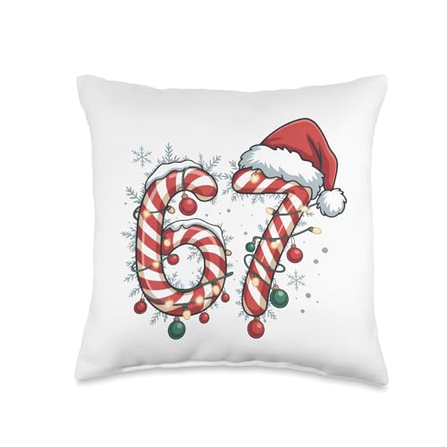 Funny Christmas Six Seven 67 Meme 6 7, Holiday Pajamas Kids Throw Pillow