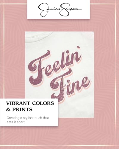 Image of Jessica Simpson Girls' T-Shirt - Short Sleeve Knot Hem Raglan Graphic Tee - Fashion Shirt for Girls (7-16)