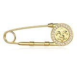 Cicy Bell Womens 18K Gold Plated Brooch Pins Fleur De Lis Cubic Zirconia Badge Brooches Round Floral Safety Lapel Pins Jewelry Pin Clips Gifts