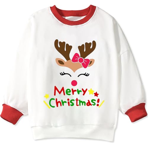 Pull de Noël fille 1-7 ans vêtement de Noël renne coton manches longues