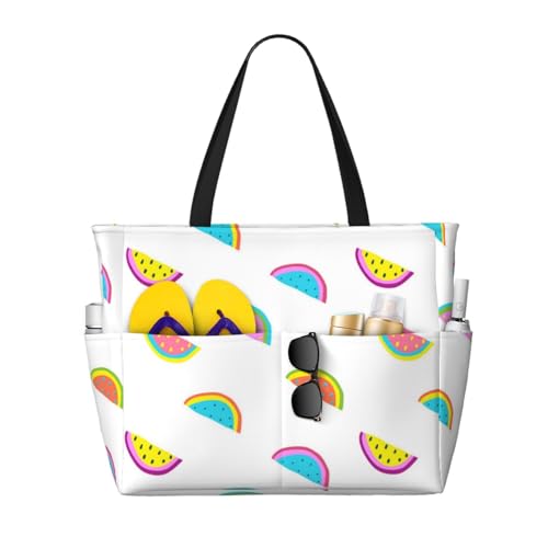 Grand sac de plage pastèque colorée drôle pour femme