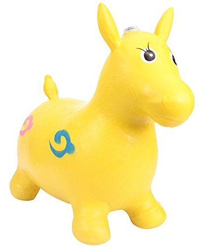 Tickles Yellow Jumping Horse (Inflatable Space Hopper, Jumping Horse, Ride-on Bouncy Animal) Stuffed Soft Plush Toy Love Girl 57 cm