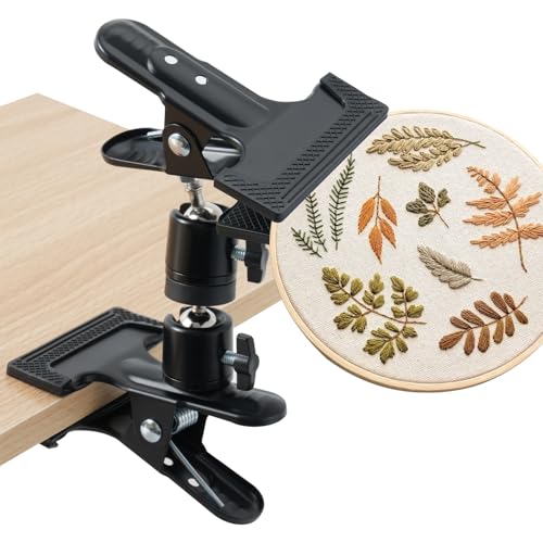 Jieting Adjustable 360° Rotating Metal Embroidery Hoop Stand Holder with Table Clamp – Hands-Free Needlepoint Support Accessories Supplies for Cross Stitch, Embroidery & DIY Crafts