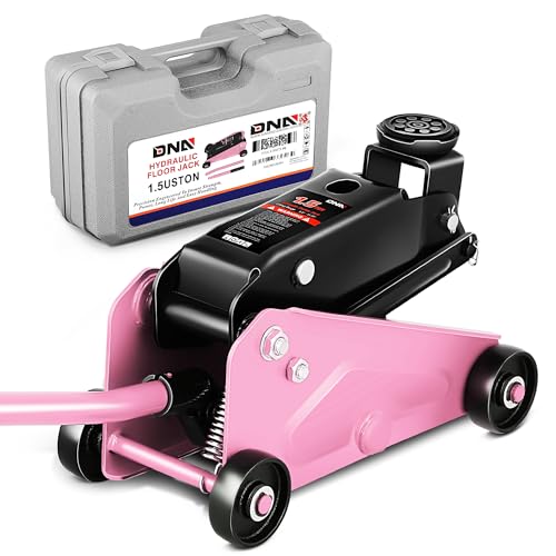 Image of DNA Motoring Low Profile Hydraulic Trolley Service /Floor Jack, 1.5 Ton (3000 lbs) Capacity, Lifting Range 5.5 inch-15.35 inch, Pink, TOOLS-00675-PK