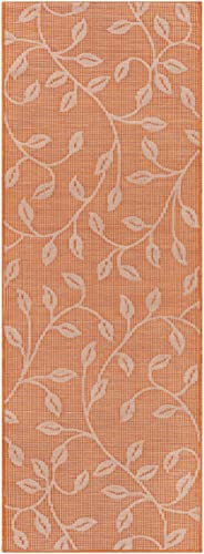 Mark&Day Outdoor Rugs, 2x7 Broekhorn Traditional Indoor/Outdoor Bright Orange Runner Area Rug, Non Shedding Grey Carpet for Patio, Porch, Deck, Bedroom, Living Room or Kitchen (2'6