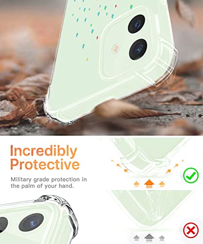 Compatible With Iphone 12 & 12 Pro Case, Dino Phone Case Clear Funny Cute Design Soft Tpu Cartoons Pattern Aesthetic Girl Rainbow Animal 6.1" (Chubby Dinosaur) #TOP5