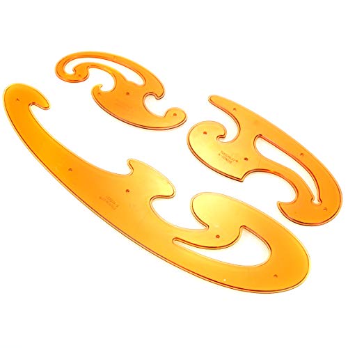 Yuehuam 3 Pieces Plastic French Curve Ruler Set Ellipse Template Ruler Tailor Drawing Drafting Tool Stencil Sewing Ruler