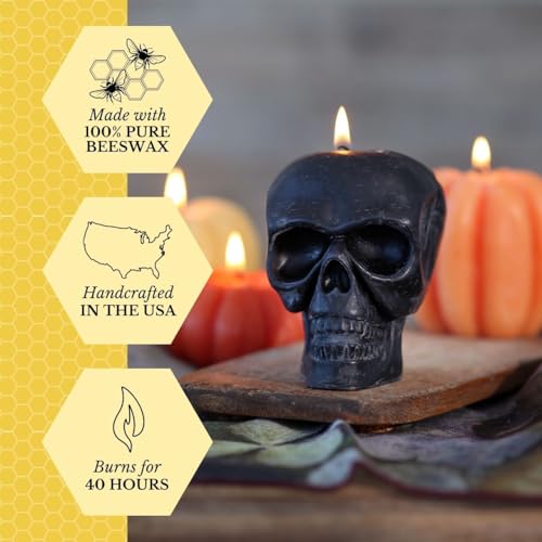 Image of Big Dipper Wax Works Black Skull Candle, Unscented (3.5 x 3.75in)