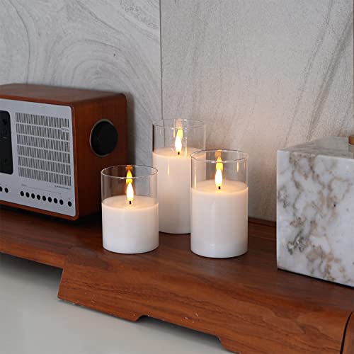 image for Amagic Clear Glass Flameless Candles Battery Operated with Timer, Remo
