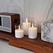 Amagic Clear Glass Flameless Candles Battery Operated with Timer, Remote Control, LED Pillar Candles, Battery Powered, Pure White Wax, Set of 3