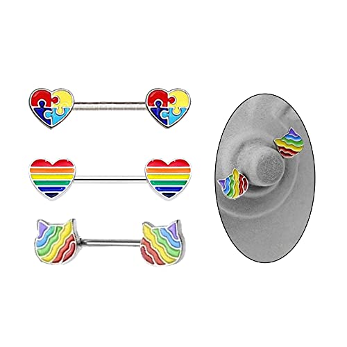 NC Retro 3x aço Inoxidável Colorido Protetor de Mamilo Corpo Joias Barra de Mamilo