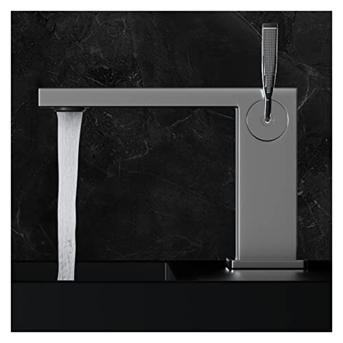 Mélangeur lavabo évier noir en laiton avec grue eau chaude froide