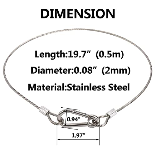 Stainless Steel Safety Cable Lock, Ekunbuy Security Steel Cable Heavy Duty Cable Wire With Carabiner Lock Flexible Cable For Luggage Lock Hanging Light Plants Picture #TOP1