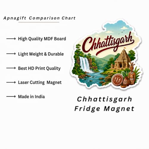 Image of Decorative Fridge Magnet Sticker for Refrigerator | Strong Magnetic Fridge Decor for Kitchen | Reusable Refrigerator Magnet for Home & Office, AG FM Chhattisgarh