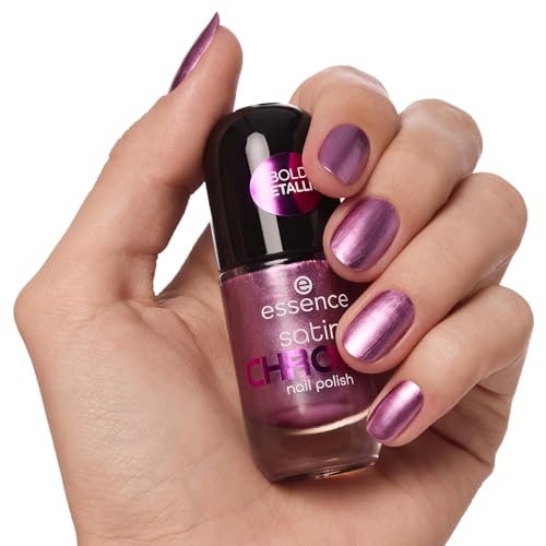 Essence Cosmetics Satin Chrome Nail Polish Vernis à Ongles, Couvrant, Résultat Rapide, Hautement Pigmenté, Métallique 8 ml (Lot de 2)