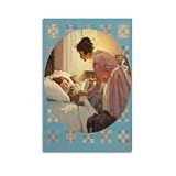 Novel Man Rocwell - Póster de pared con diseño de madre metiendo a los niños en la cama, ideal para salón, dormitorio, oficina y decoración del hogar, 20 x 30 cm