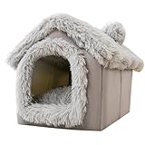 Tsawntd Enclosed Dog Bed, Soft and Warm Plush Dog Bed with Cover Cave Removable and Washable House Type Tent Huts for Indoor Pets S 13x11.8x12.6