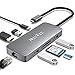 Produktbild HooToo USB C Hub 8 in 1 Premium Aluminium 100W PD Ladeanschluss,4K HDMI,1000 Mbps,RJ45 Ethernet,SD/TF Kartenleser,2 USB 3.0 und 1 USB 2.0 für iPad Pro MacBook Air Pro Notebooks Tablets USB C und mehr