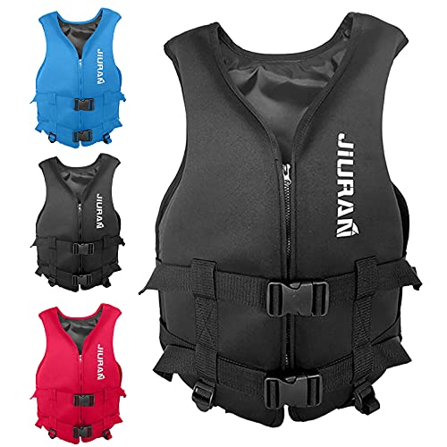 FFWW Lightweight Life Jackets for Adults, S-2XL Plus Size Boating Jacket Vest, Waistcoat Water Sports Accessories for Sailing Surfing Kayaking (Black,XL)