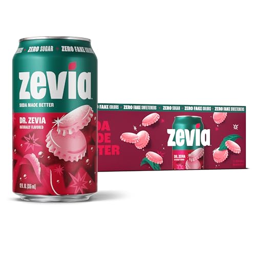 Zevia Zero Sugar Soda, Dr. Zevia, 12 Ounce Cans (Pack of 12)
