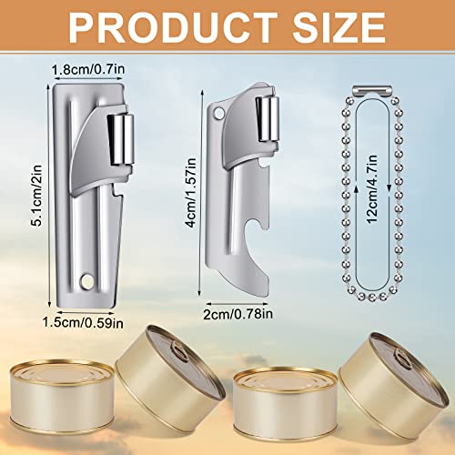 12 Pieces Military Style Can Openers In 2 Styles With Chains Adjustable Stainless Steel Can Opener Silver Camping Can Opener For Travel Camping #TOP1