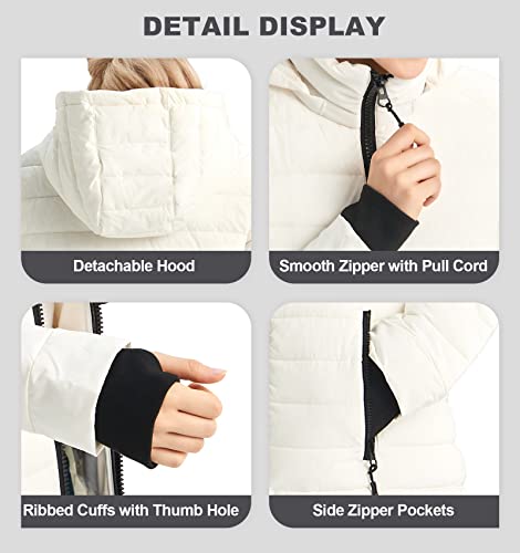 Slowtown Women’s Winter Puffer Jacket Packable Hooded Puffer Jacket Lightweight Warm Puffer Coat (White, Medium) #TOP4