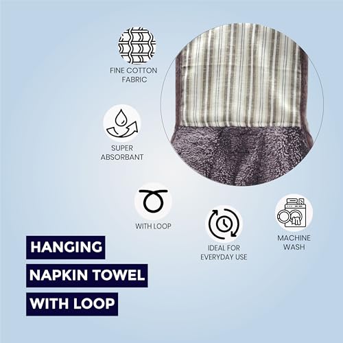 Image of Hanging Hand Towel | Wash Basin Napkin with Loop | Kitchen Sink Towel | Pack of 3 in (Blue, Grey and Purple) | Assorted