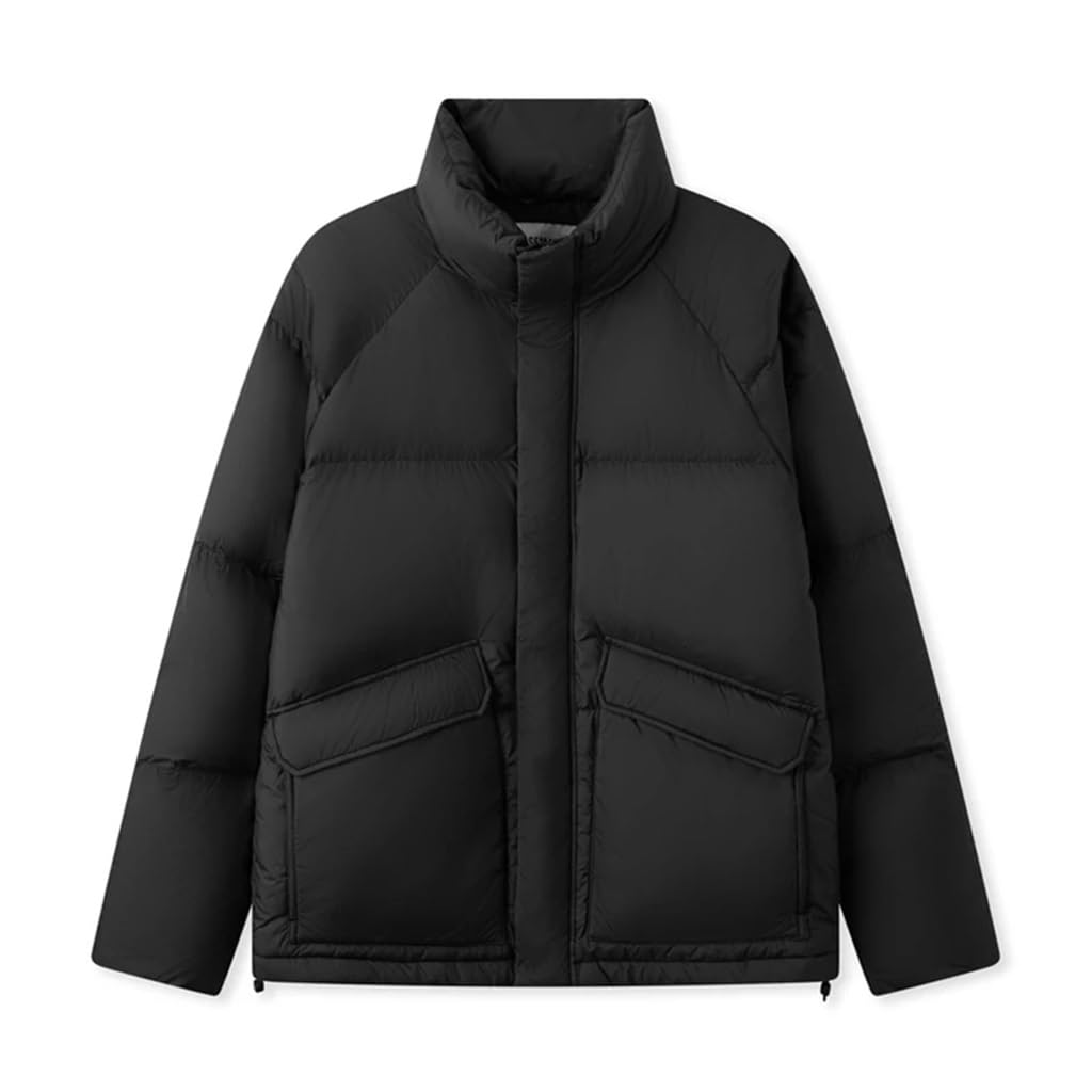 Mens Down Jacket Winter Waterproof Loose Light Wide Stand Collar Coat