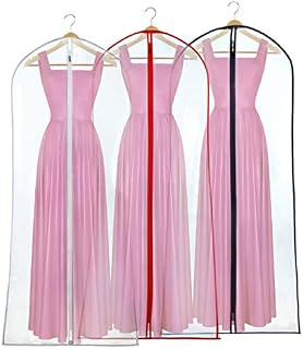 HANGERWORLD 3 Clear 72 Inch Showerproof Wedding Bridesmaid Dress Ball Gown Garment Cover Bags