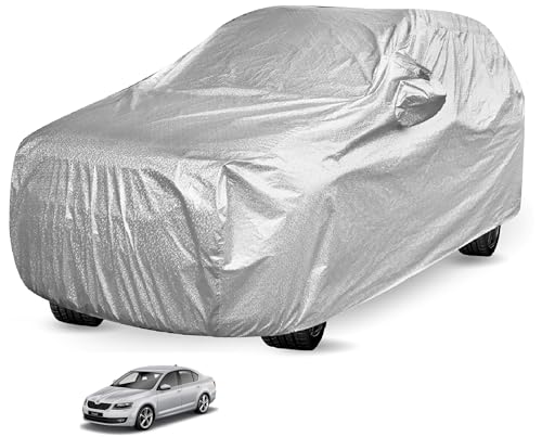 Image of Auto Hub Waterproof Car Cover Compatible with Skoda Octavia Old with Mirror Pocket, Soft Cotton Lining, Waterproof Octavia Car Cover- Metallic Silver