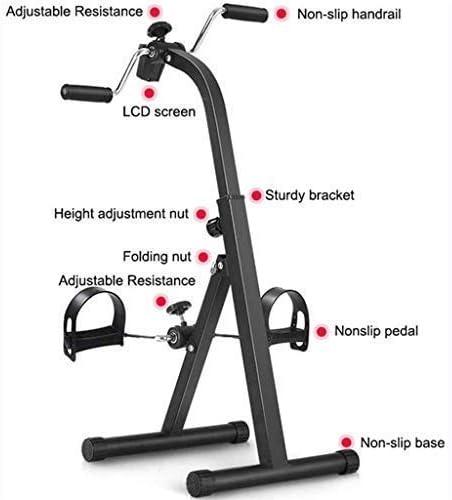 Folding Pedal Exerciser for Elderly Upper And Lower Limbs Recovery Exercise, Fitness Bike Leg Trainer with LCD Monitor, 6-Speed Height Adjustment