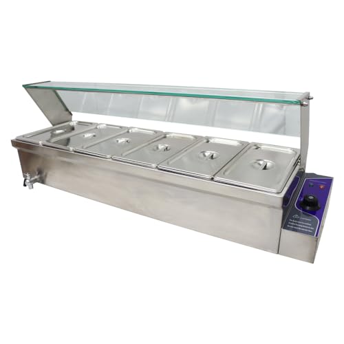 Banfluxion 110V 6-Pot Commercial Buffet Food Warmer Electric Steam Table Stainless Steel Bain-Marie Soup Warmer with Temperature Control, for Parties, Canteens, Restaurants -  CB-190506