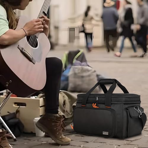 GRAOSO Travel Carry Bag Compatible with Positive Grid Spark 40 Amp, Double Layer Gig Bag with Multiple Pockets for Accessories, Music Gear Case with Handle Strap and Non-slip Bottom, Black - Thumbnail 7