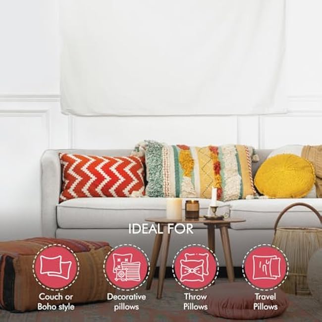 Fairfield Poly-Fil Basic Inserts Ideal, Travel Pillows, and Home Decor, Zippered, Non-Woven Cover, Spot Clean, Rectangle, 12 X 16, White