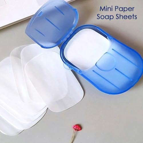 Image of Compact & Portable Paper Soap Sheets - 20 Sheets in a Travel-Friendly Box, Assorted Colors for Hygiene Anywhere