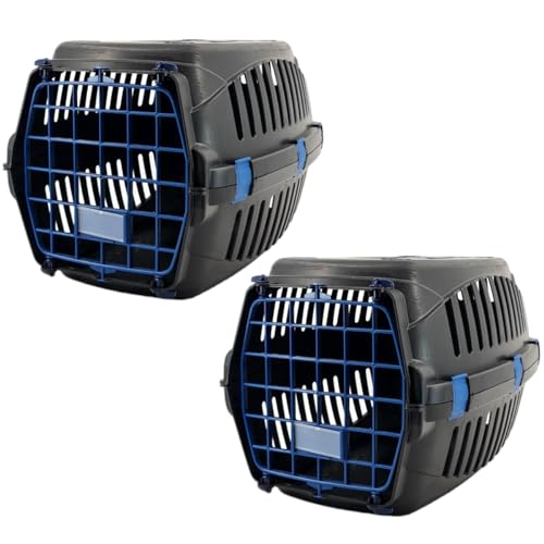2x Caixa De Transporte Black Para Cães Gatos Coelhos Cahorro N2 Pet (AzulPreto)