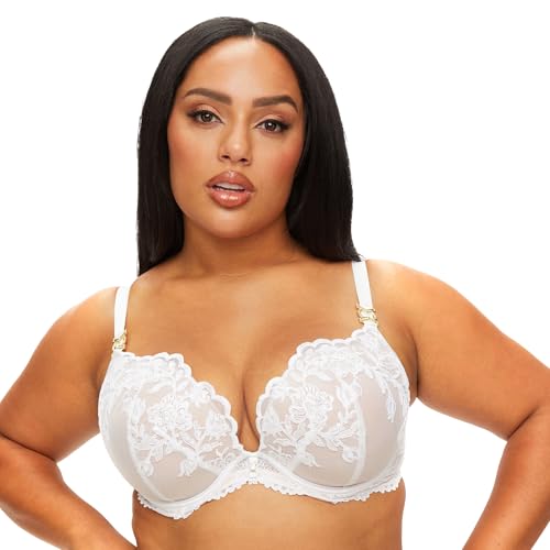 Ann Summers Bridal The Icon Padded Plunge Bra – Flattering Women's Underwear with Lace, Sequins & Gold Details, Cup Sizes A-D – Womens Lingerie with Wide Adjustable Straps & Cleavage-Boosting Fit