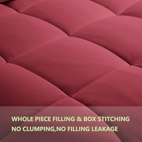 Amgui King Comforter Set 3 Pieces - Goose Down Alternative With 2 Pillow Shams - Extra Thick - Soft And Comfortable - Machine Washable (King,Burgandy) #TOP3