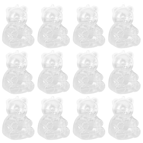 12 PCS Bear Shaped Plastic Candy Boxes,Clear Organizer Box,Plastic Treat