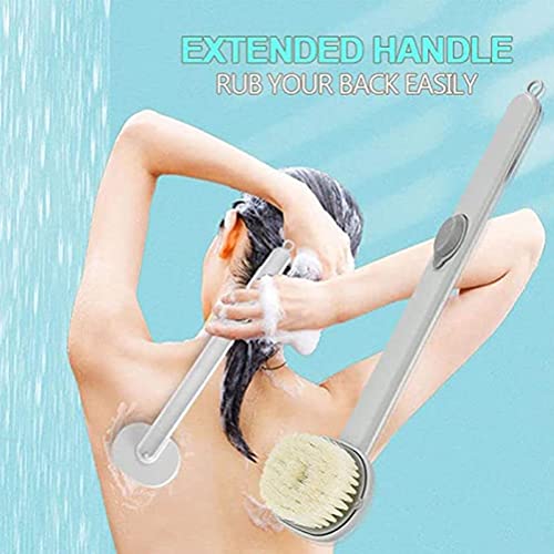 CaCaCook Shower Back Brush, Liquid Bath Brush with Long Handle, Exfoliating Soap Dispenser Brush for Shower - Image 2