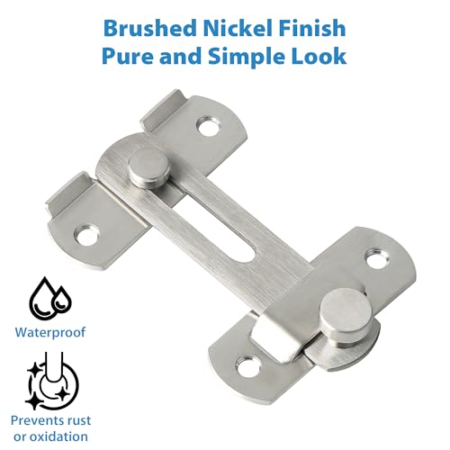 Image of Alise 2Pcs 4 inch Flip Latch Gate Latches, Safety Door Lock for Barn Wood Fence Sliding French Doors,Heavy Duty SUS304 Stainless Steel Gate Hardware Brushed Nickel MS9500LS-2P (Pack of 2)