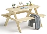 kindersitzbank garten selber bauen 🌟 Stabile und langlebige Konstruktion: Hergestellt aus hochwertigem Massivholz (Kiefer) bietet die Sitzgruppe 'Inny' eine stabile Basis und eine Belastbarkeit von 70 kg, sodass sie auch von mehreren Kindern gleichzeitig genutzt werden kann