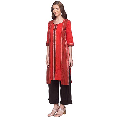 Image of Aurelia Womens Round Neck Embroidered Kurta