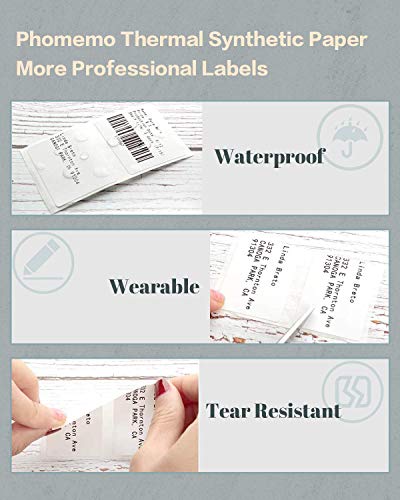 Phomemo Thermal Labels, Continuous (53Mm X 8M) Square White Labels,Waterproof, Oil-Proof And Scratch-Proof Suitable For M200 Bluetooth Label Maker Machine. Address, Barcodes, Photo (2 Rolls) #TOP6