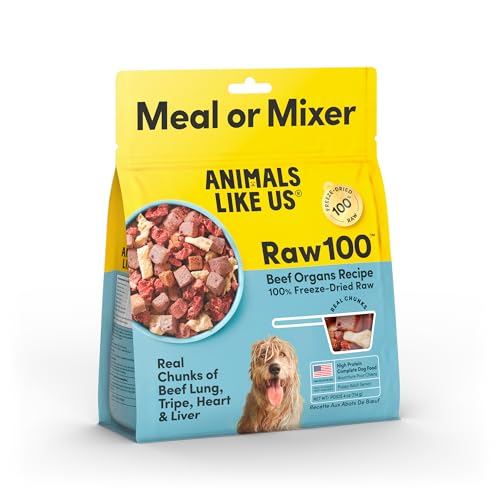 Animals Like Us Raw100 Freeze-Dried Raw Beef Organs Dog Food, Meal or Mixer, Complete & Balanced,...