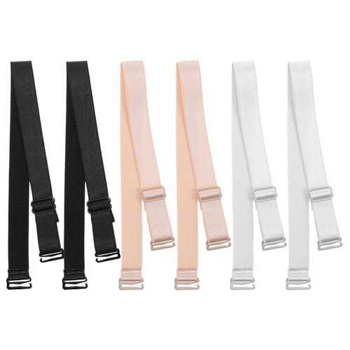 Aphumedc 3 Pairs Bra Straps 18MM Width Adjustable Bras Strap Replacement for Women Multi-Functional Dress Strap for Strapless Dress Elastic Bra Straps Holder for Slipping(Black Skin White)