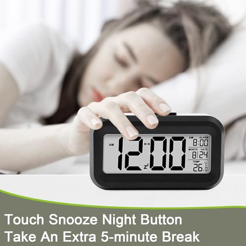 Image of Kadio Digital Alarm Clock, Electronic Alarm Clock, Bedside Table with Large LED Display, Battery Operated Travel Alarm Clock, Table Clock with Temperature Snooze Function, Digital Alarm Clock for