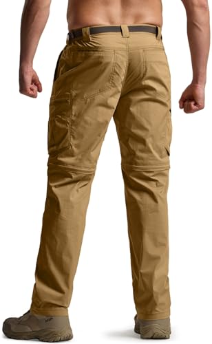 Image of CQR Men's Convertible Cargo Tactical Pants, Water Resistant Outdoor Hiking Pants, Zip Off Lightweight Stretch Work Pants
