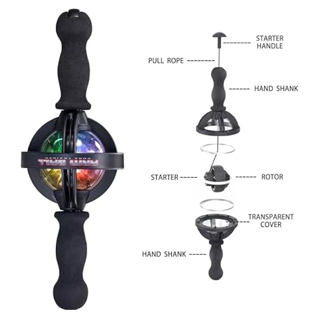 Arm Gyro Ball Core Trainer Arm Exercise Torque Ball with Handle Forearm Strengthener for Stronger Arm Bones and Muscle with LED Light