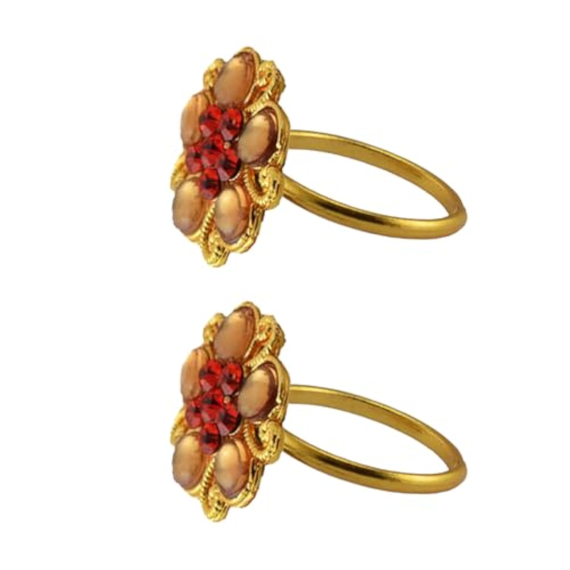Women's Golden Brass Stone Stud Toe Ring, Size Free